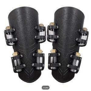 Steampunk Black Leather Bracers Arm Guards with Potion Bottles Cosplay LARP